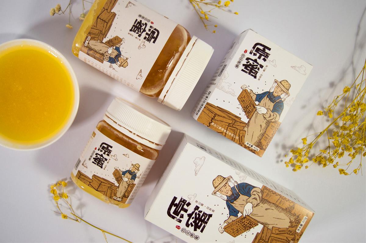 蜂蜜包装盒定制-蜂蜜不干胶印刷