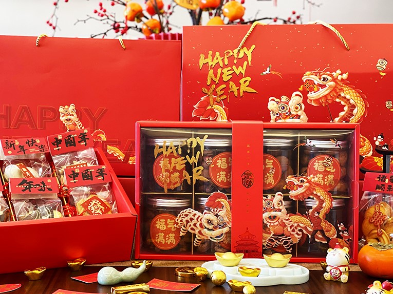 春节年货包装盒定制-零食大礼包包装制作