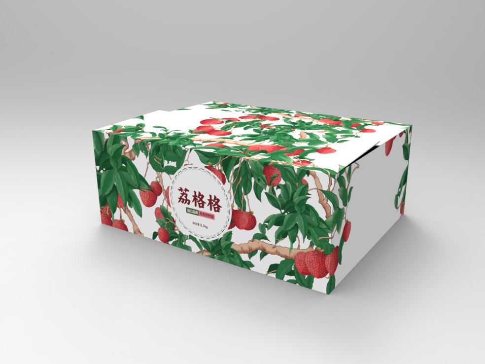 手提式荔枝纸箱-彩色水果包装箱定制