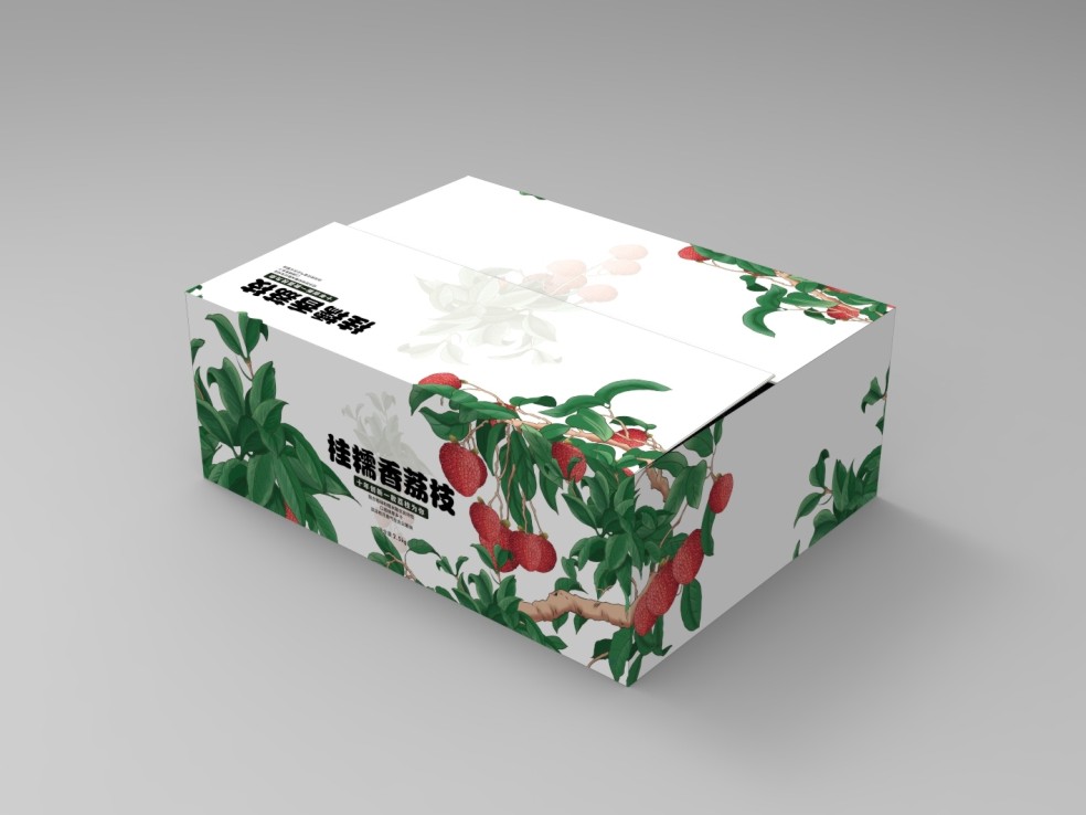 手提式荔枝纸箱-彩色水果包装箱定制